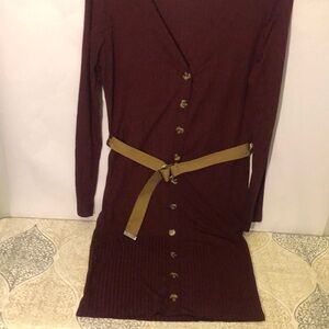Burgundy Ribbed Dress